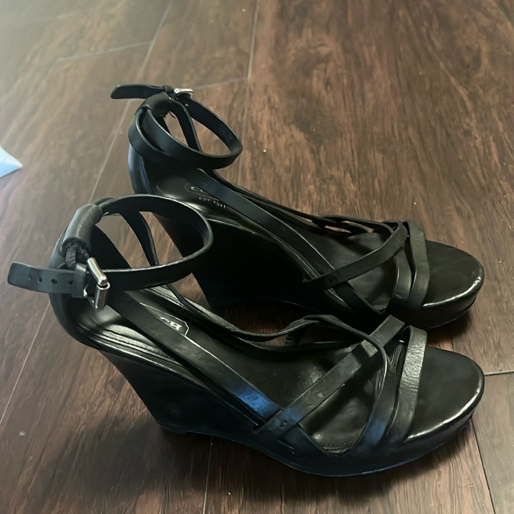Coach leather wedge platform